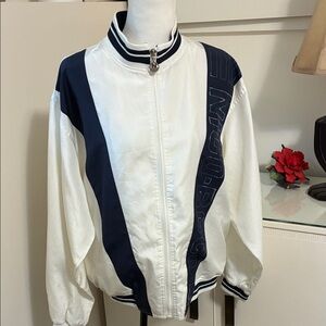 Vintage White and Blue Nico Boco Zip-Up Jacket Size L